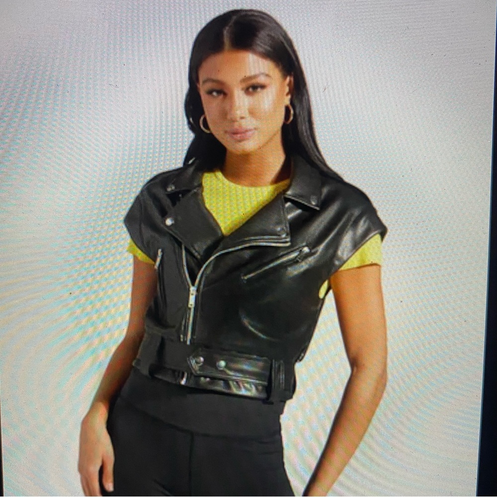 Faux Leather Biker Vest